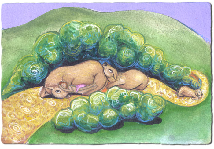 Isha Black 2000 cuddling as their earth child they lick the salt from the morning waves